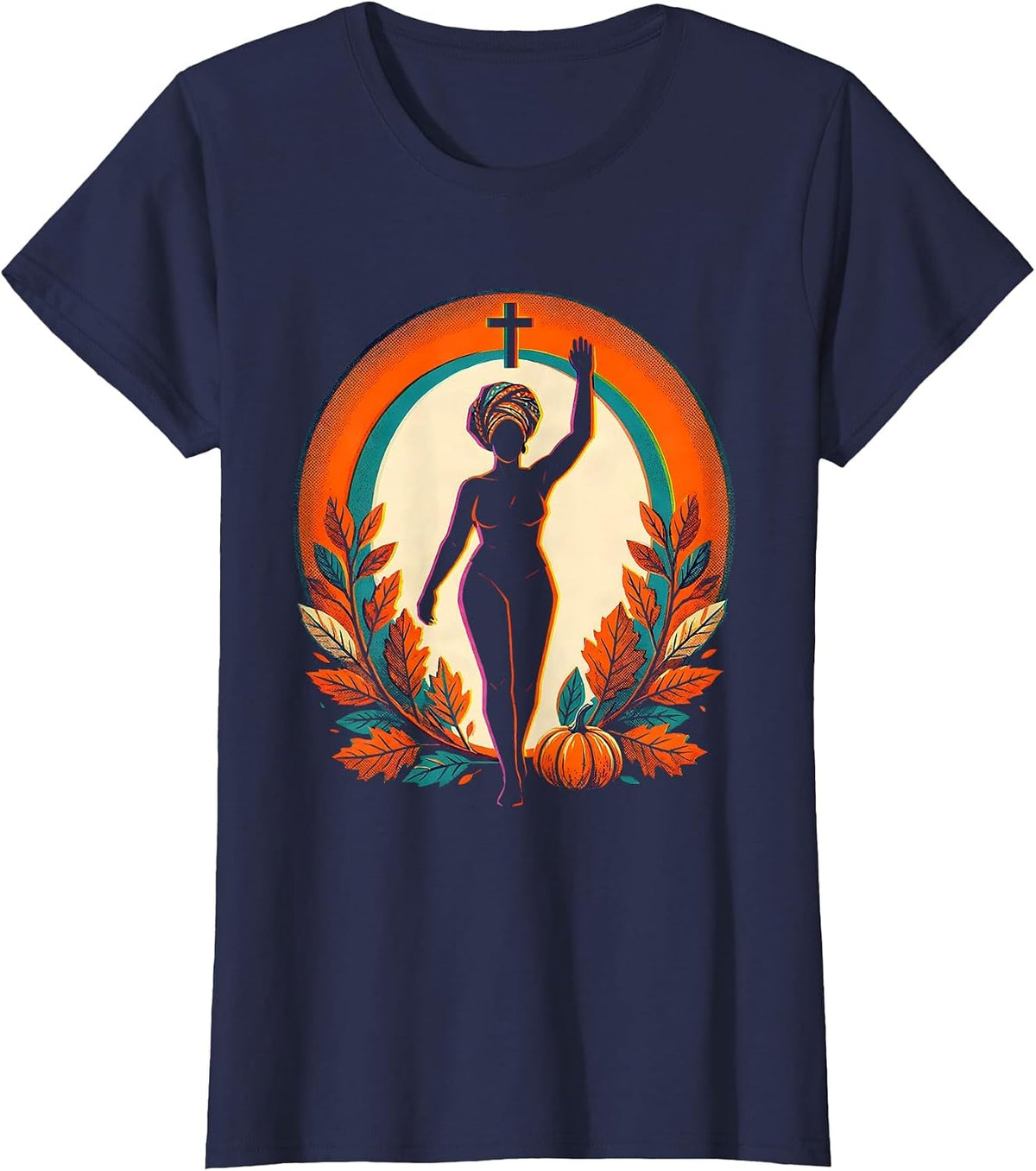 Women's Confident Black Woman Risograph Birthday Month Pride T-Shirt - Navy Blue