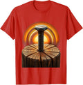 Men's Single Nail Wooden Beam Jesus Faith Graphic T-Shirt - Red