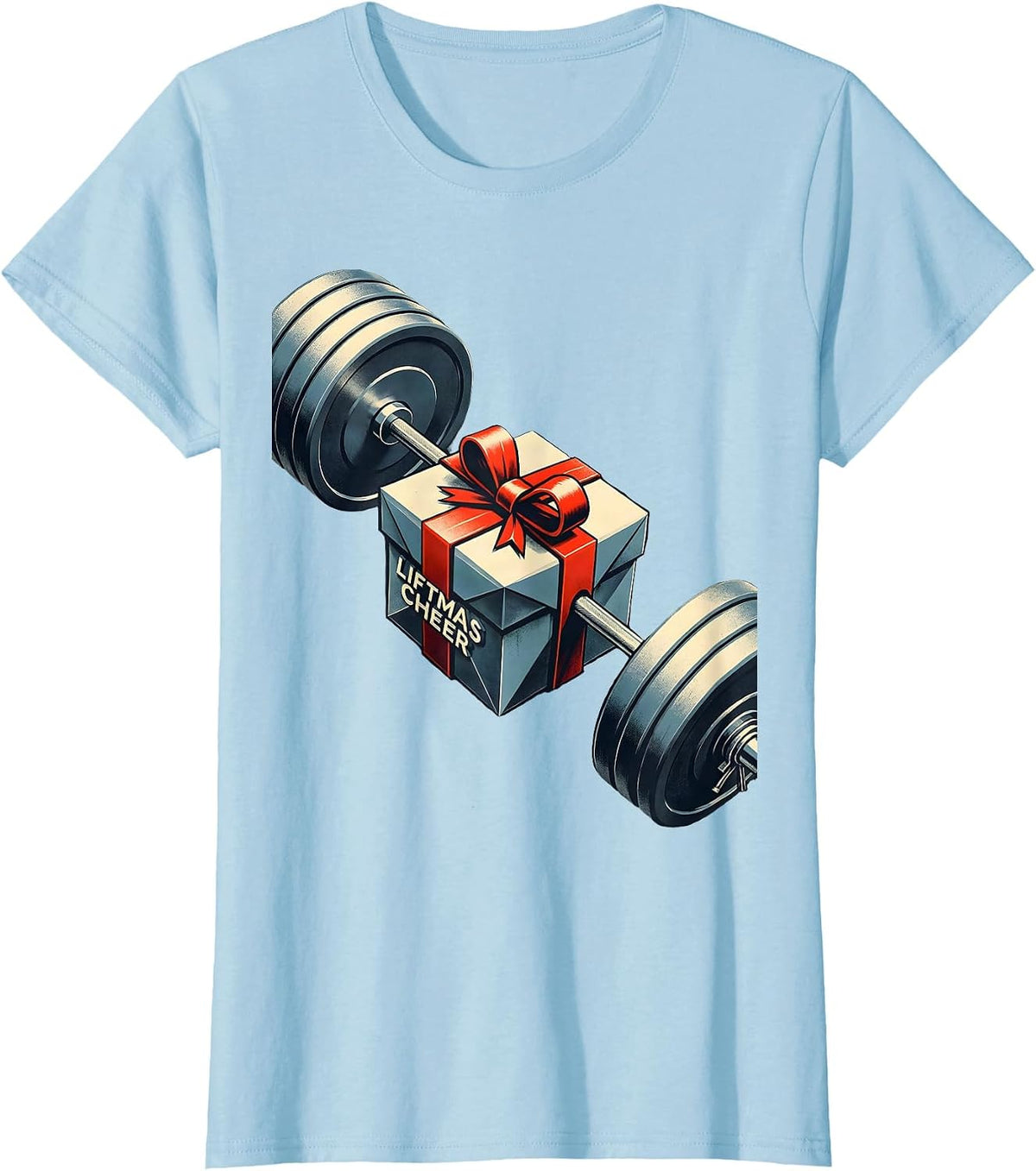Liftmas Cheer Funny Christmas Gym Weightlifting Workout Gift T-Shirt - Baby Blue