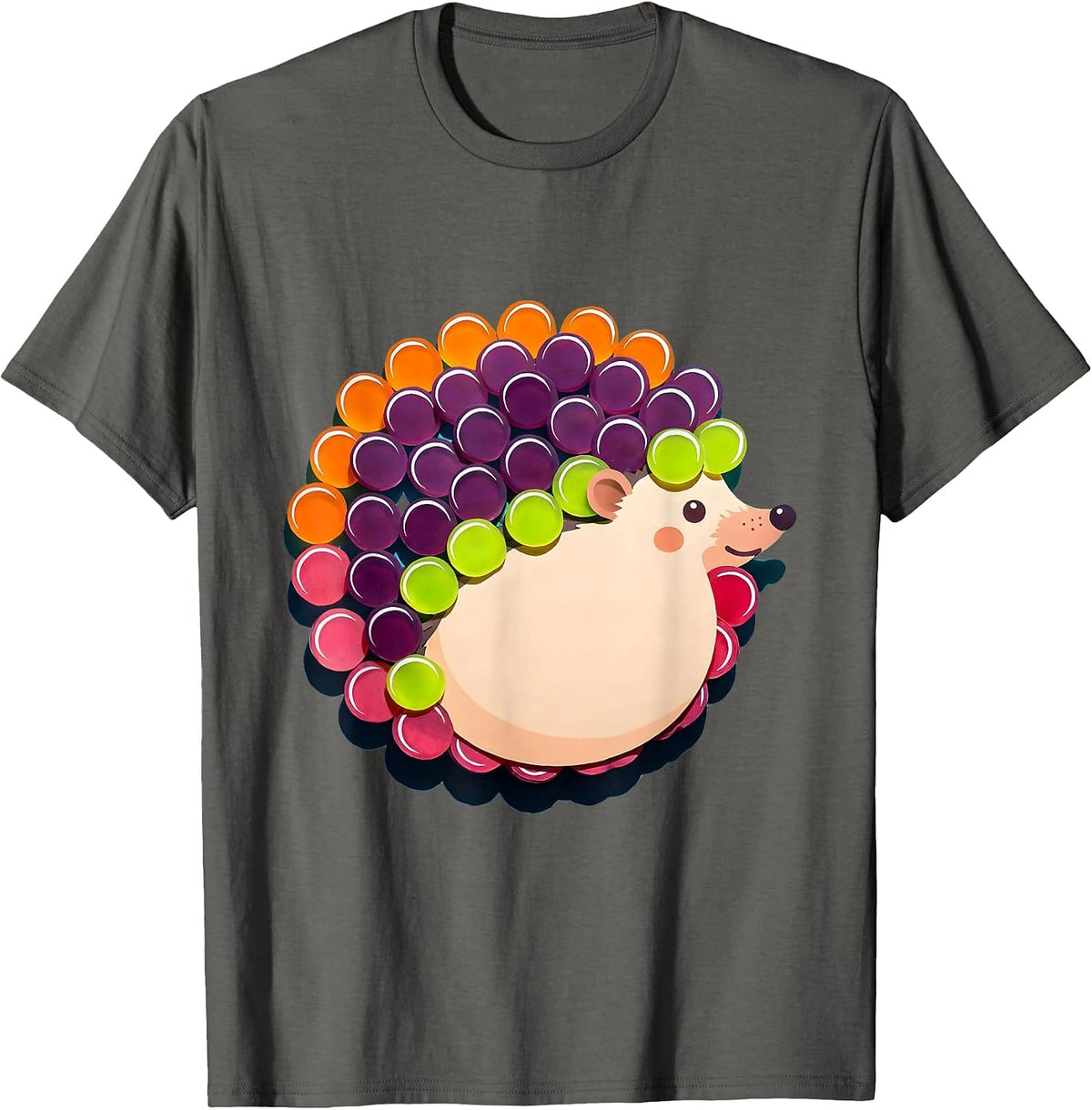 Men's Polka Dot Hedgehog Curled Up Kids Design T-Shirt - Asphalt Grey