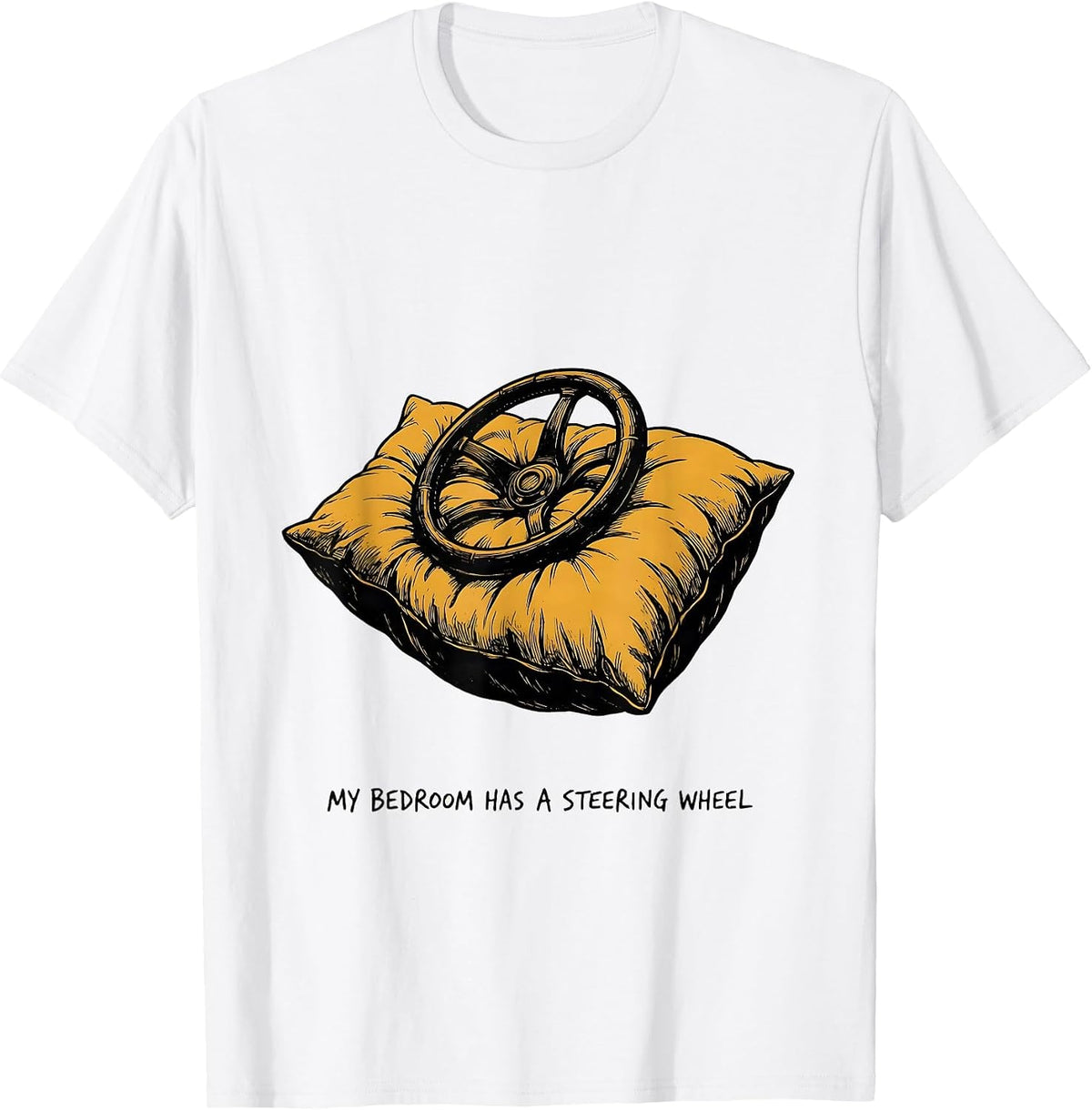 Men's My Bedroom Has A Steering Wheel Retro Van Life Nomads Camper T-Shirt - White