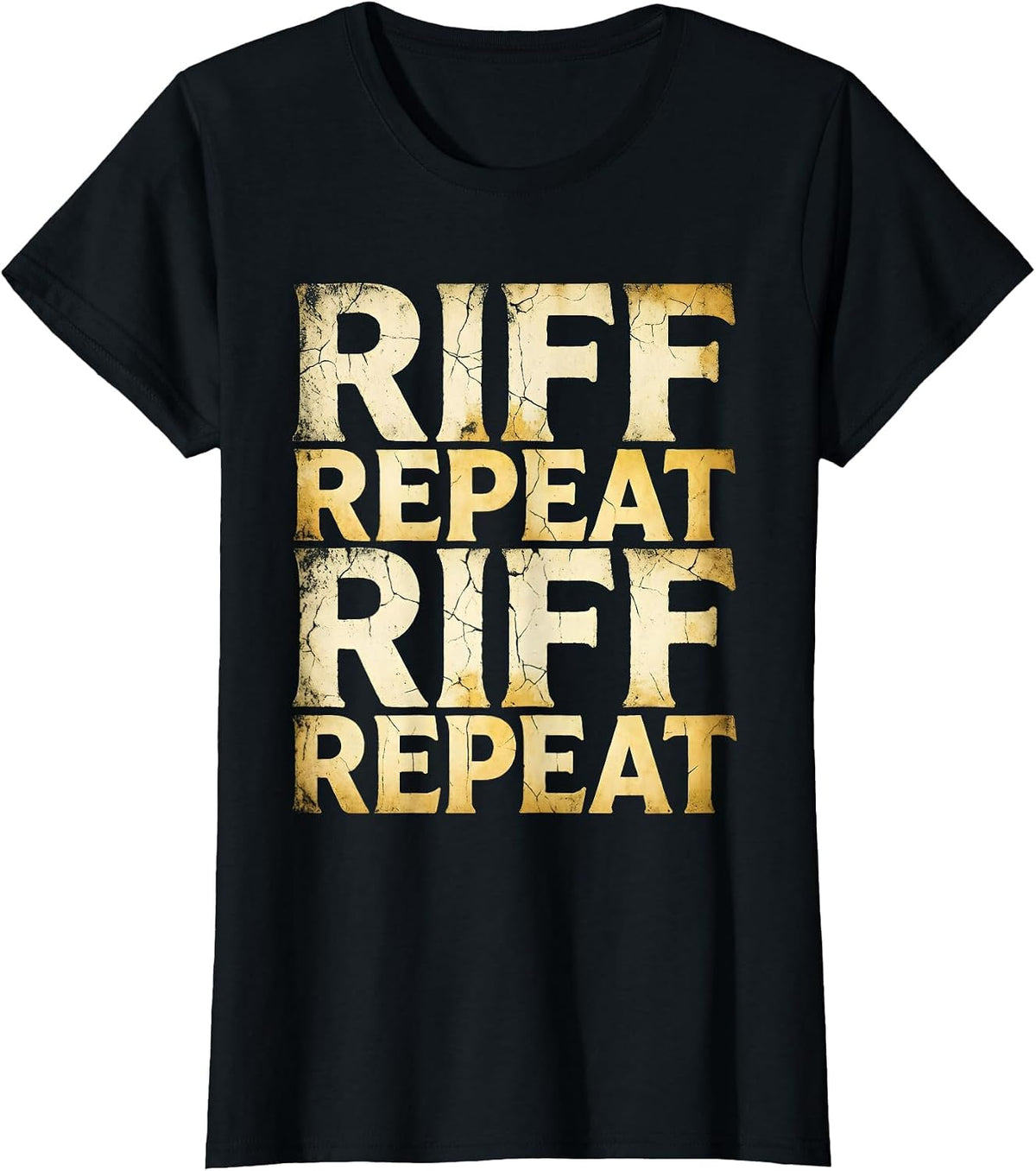 Riff Repeat Riff Repeat Guitar Music Design T-Shirt - Black