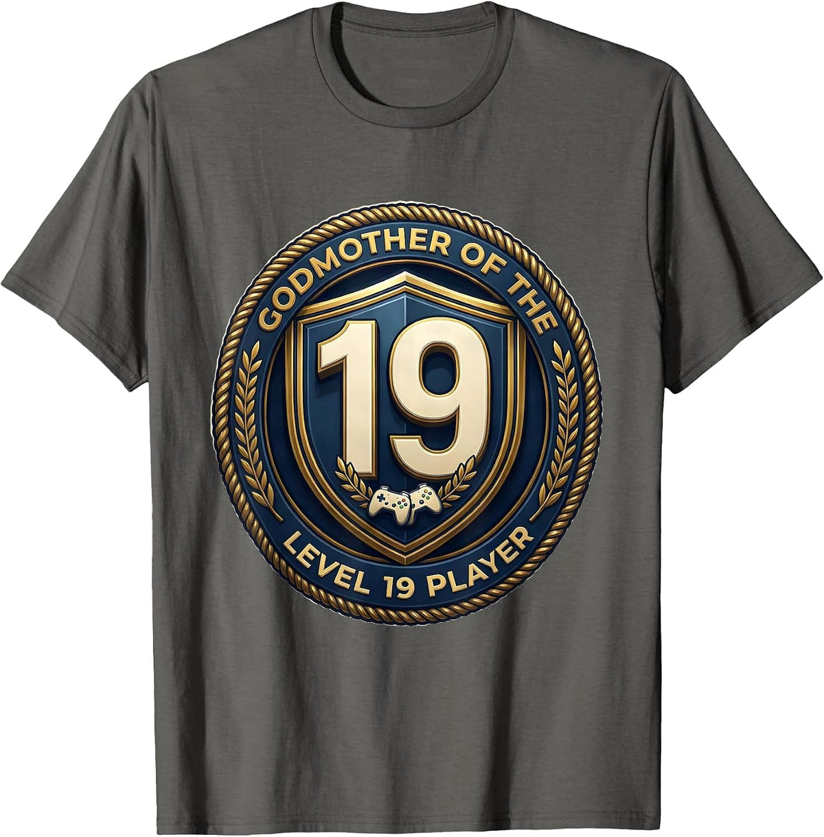 Men's Godmother Of The Level 19 Player Gamer Family Pride T-Shirt - Asphalt Grey