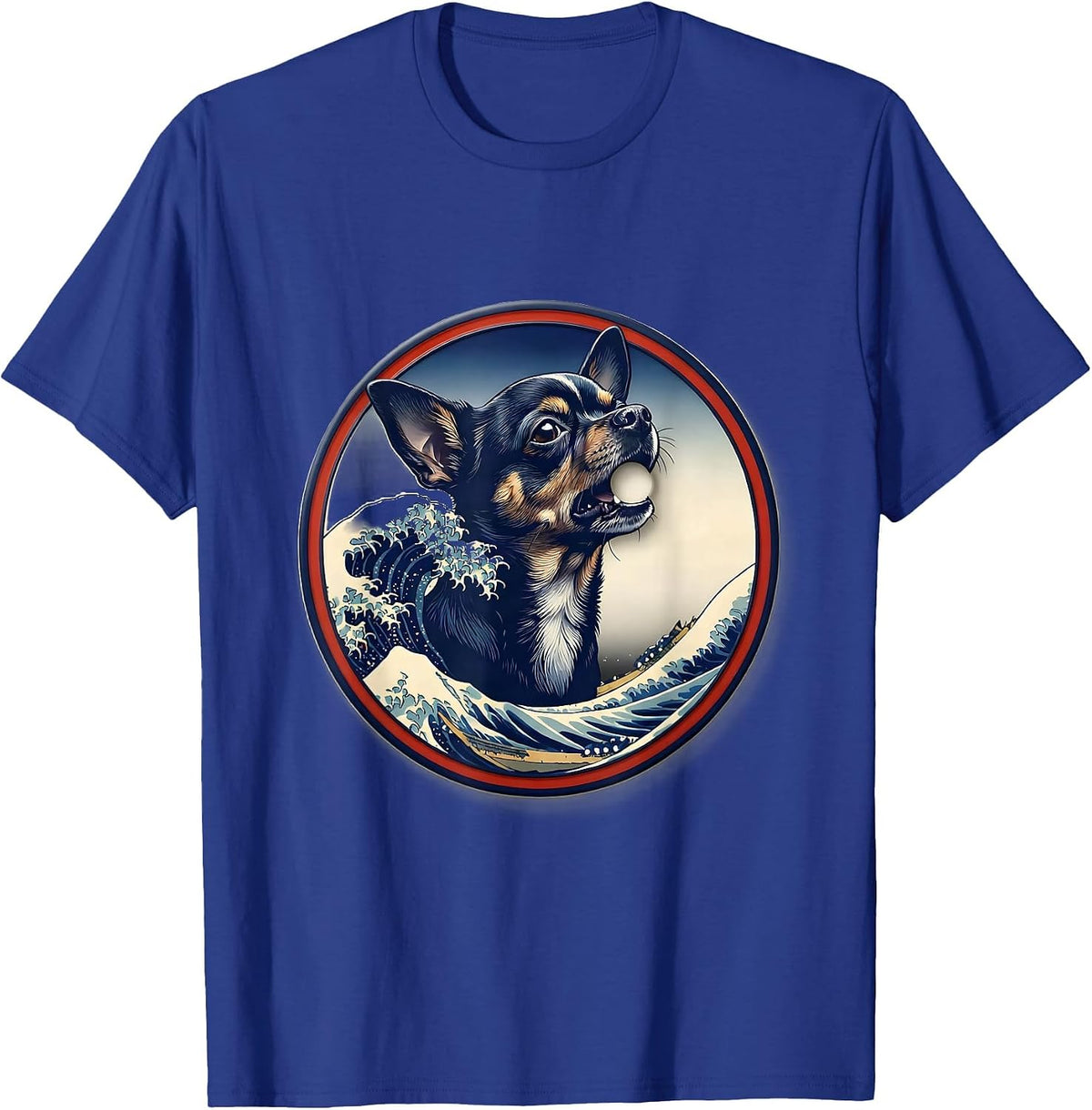 Men's Chihuahua Howling to The Moon Vintage Mystical Dog Art T-Shirt - Royal Blue
