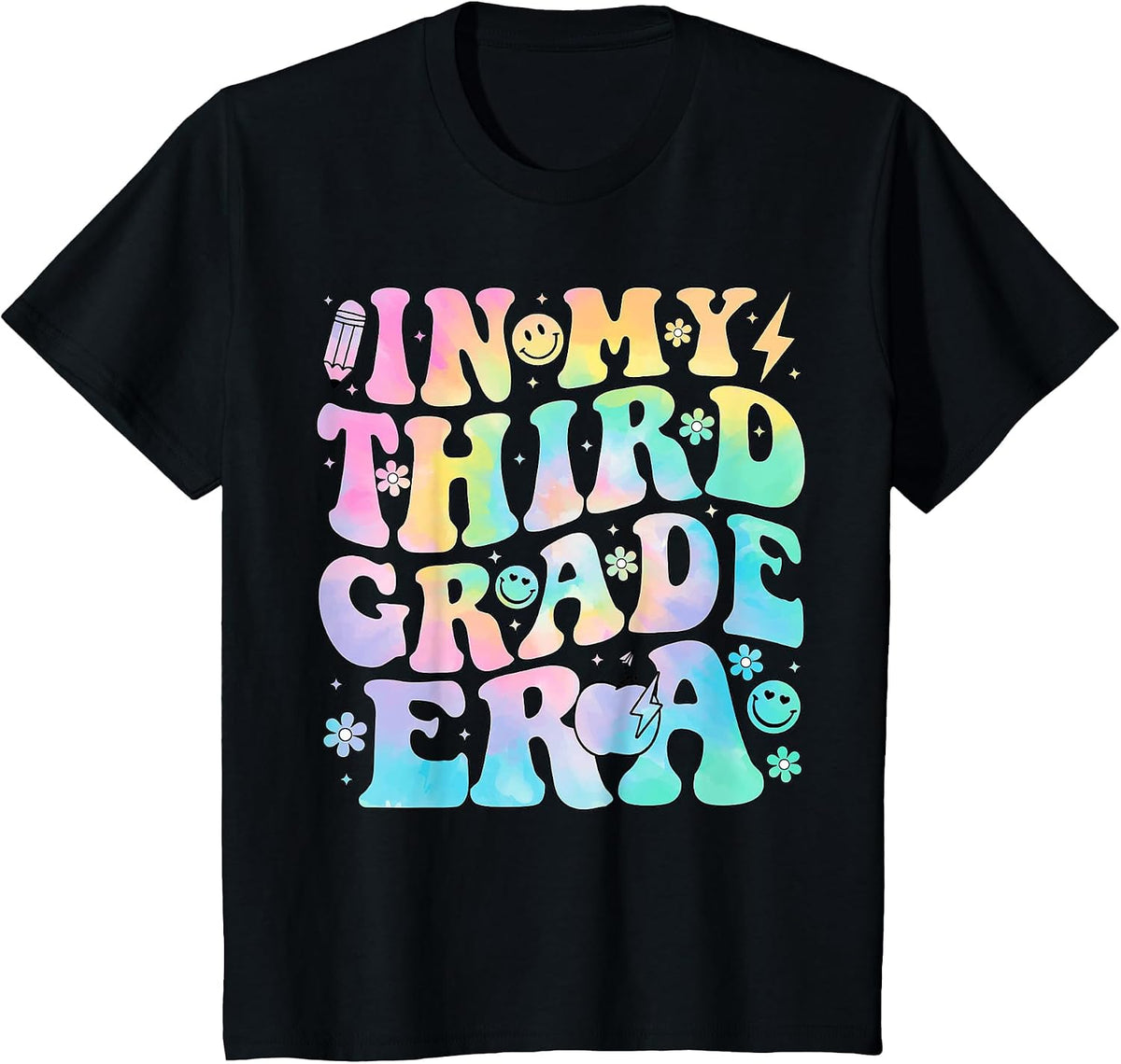 in My Third Grade Era Girl Tie Dye 3rd Grade Back to School T-Shirt - Black