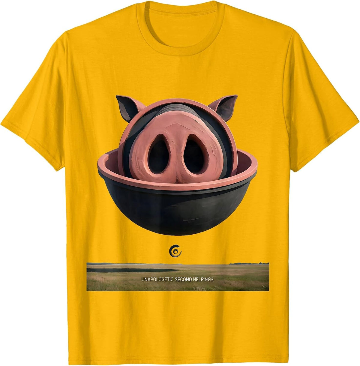 Men's Unapologetic Second Helpings Funny Pig Farm Animal Lover T-Shirt - Golden Yellow