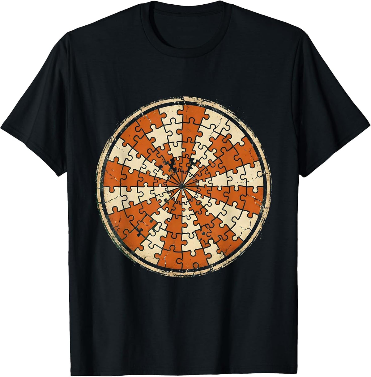 Men's Paraprofessional Colorful Puzzle Pieces Graphic T-Shirt - Black