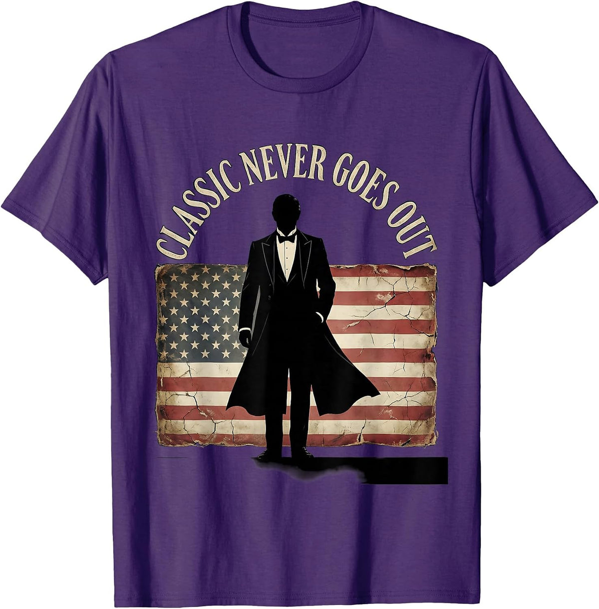 Men's Classic Never Goes Out Tuxedo Graphic Design T-Shirt - Purple
