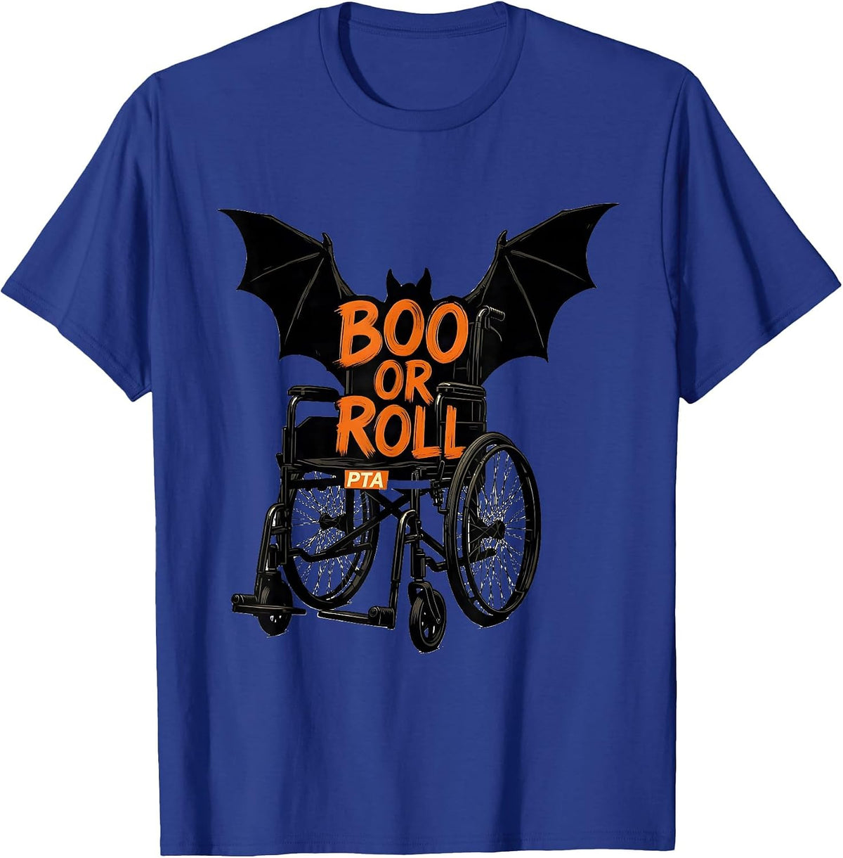 Men's Boo Or Roll PTA Funny Physical Therapy Halloween Workwear T-Shirt - Royal Blue