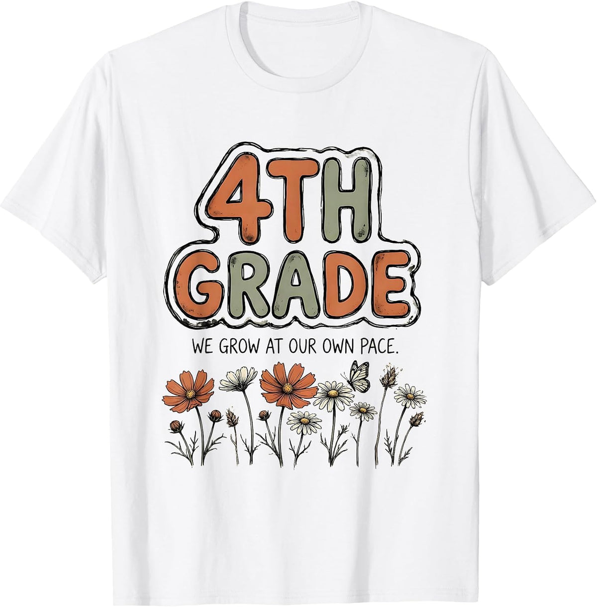 Men's 4th Grade We Grow At Our Own Pace Wholesome Teacher Pride T-Shirt - White