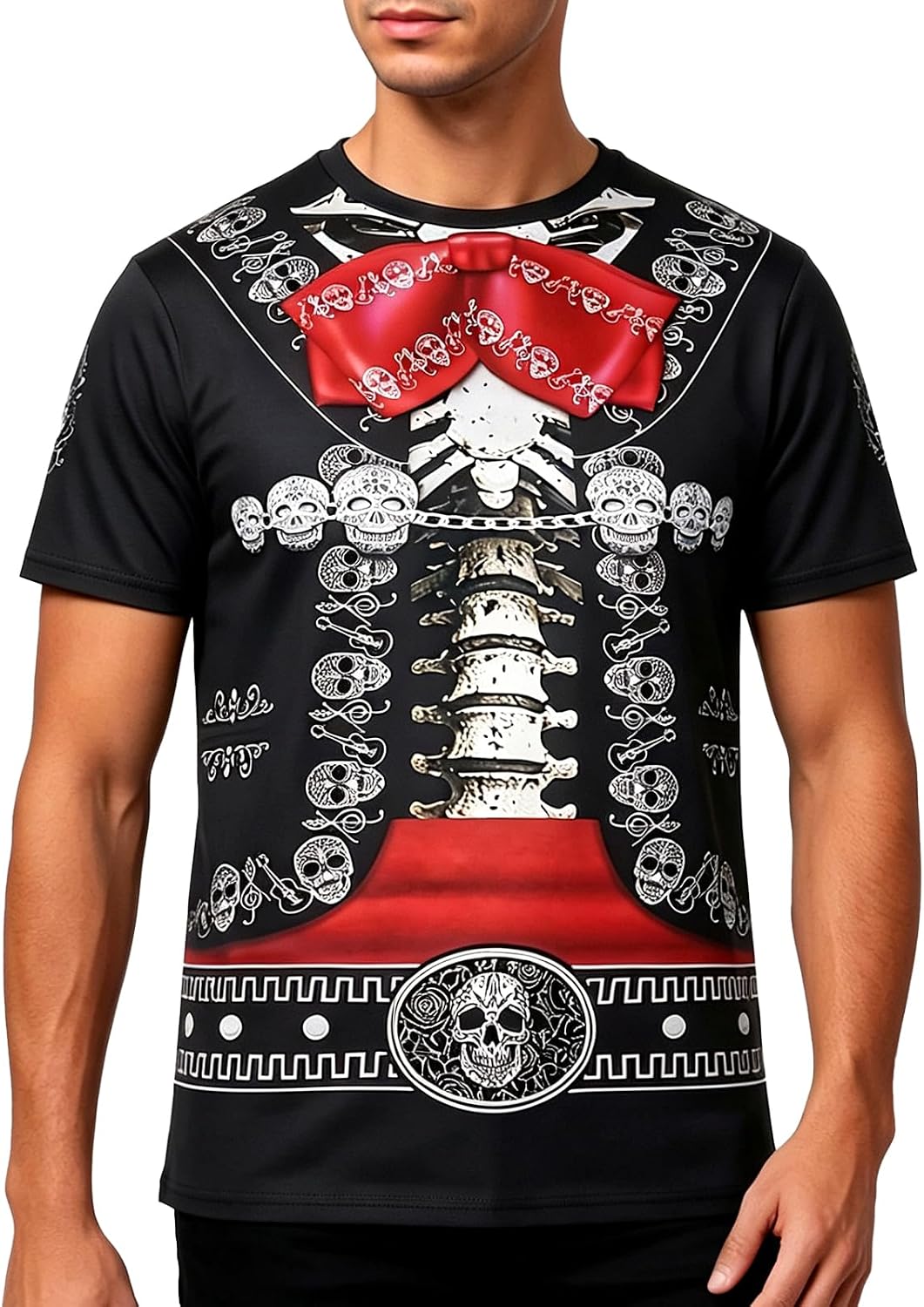 Men's Mexican Mariachi Costume Shirt T-Shirts Outfits - Day of the Dead