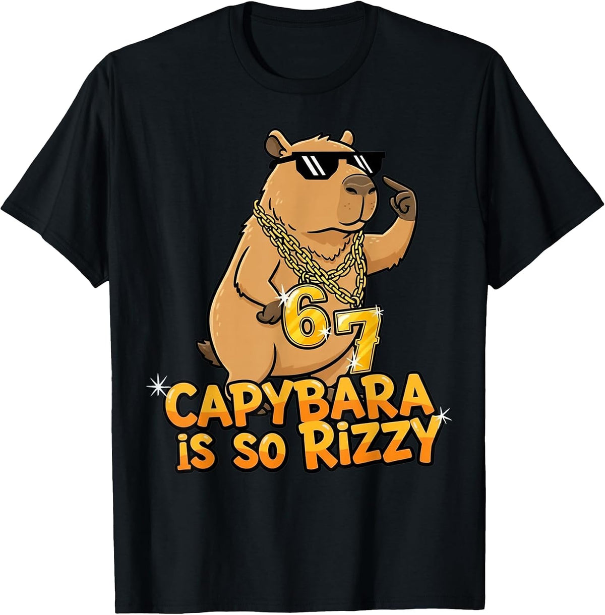 Funny Capybara is So Rizzy Meme 67 T-Shirt - Black