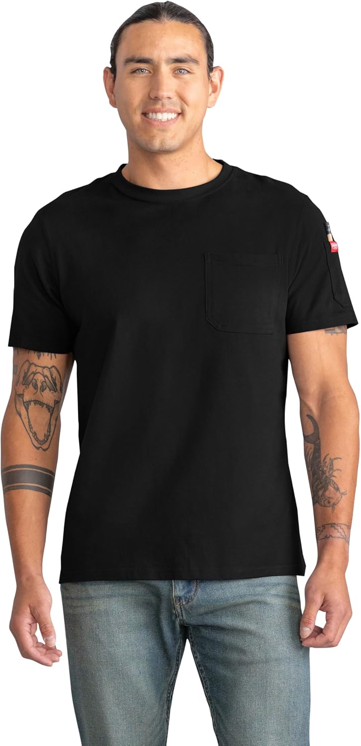 Red Kap Men's Short Sleeve Heavyweight Slim Fit Cotton T-Shirt - Black