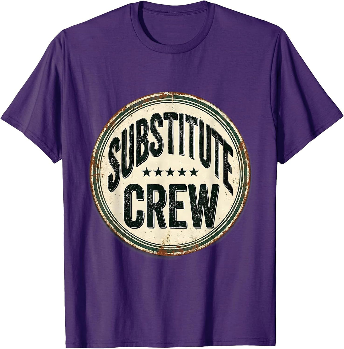 Substitute Crew Vintage Substitute Teacher Back to School T-Shirt - Purple