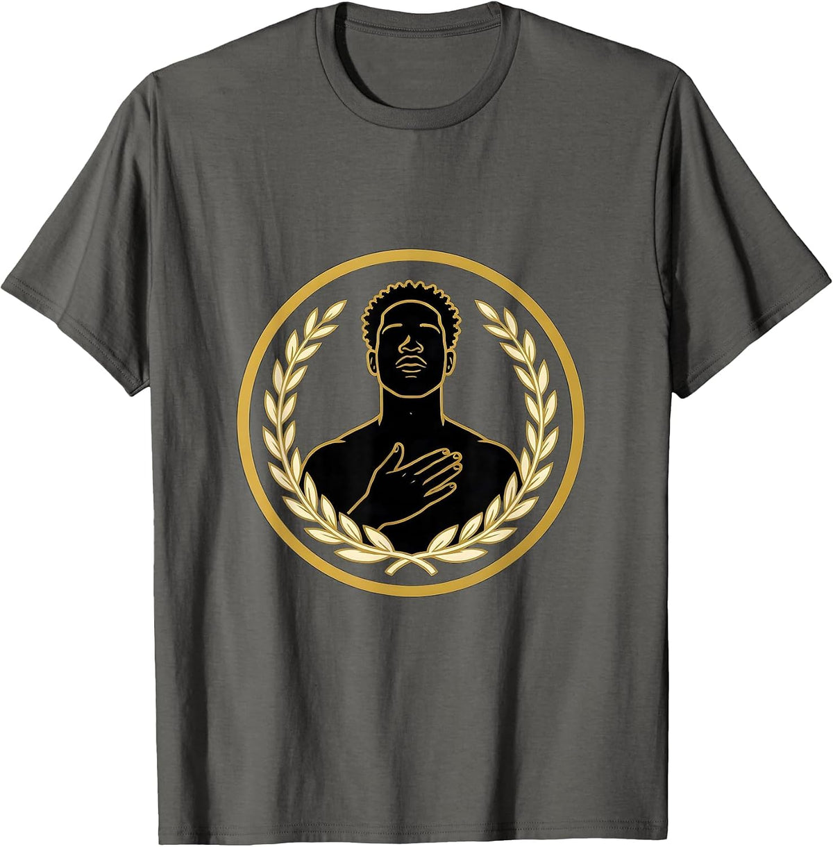 Men's Black Identity Pride Emblem Self Love Statement T-Shirt - Asphalt Grey