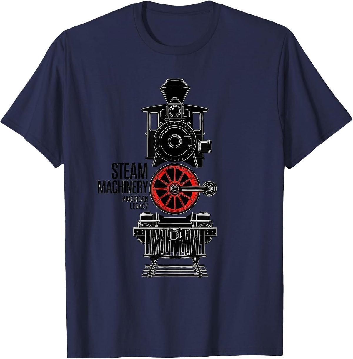Men's Steam Machinery American Legacy Retro Big Boy 4014 Train T-Shirt - Navy Blue