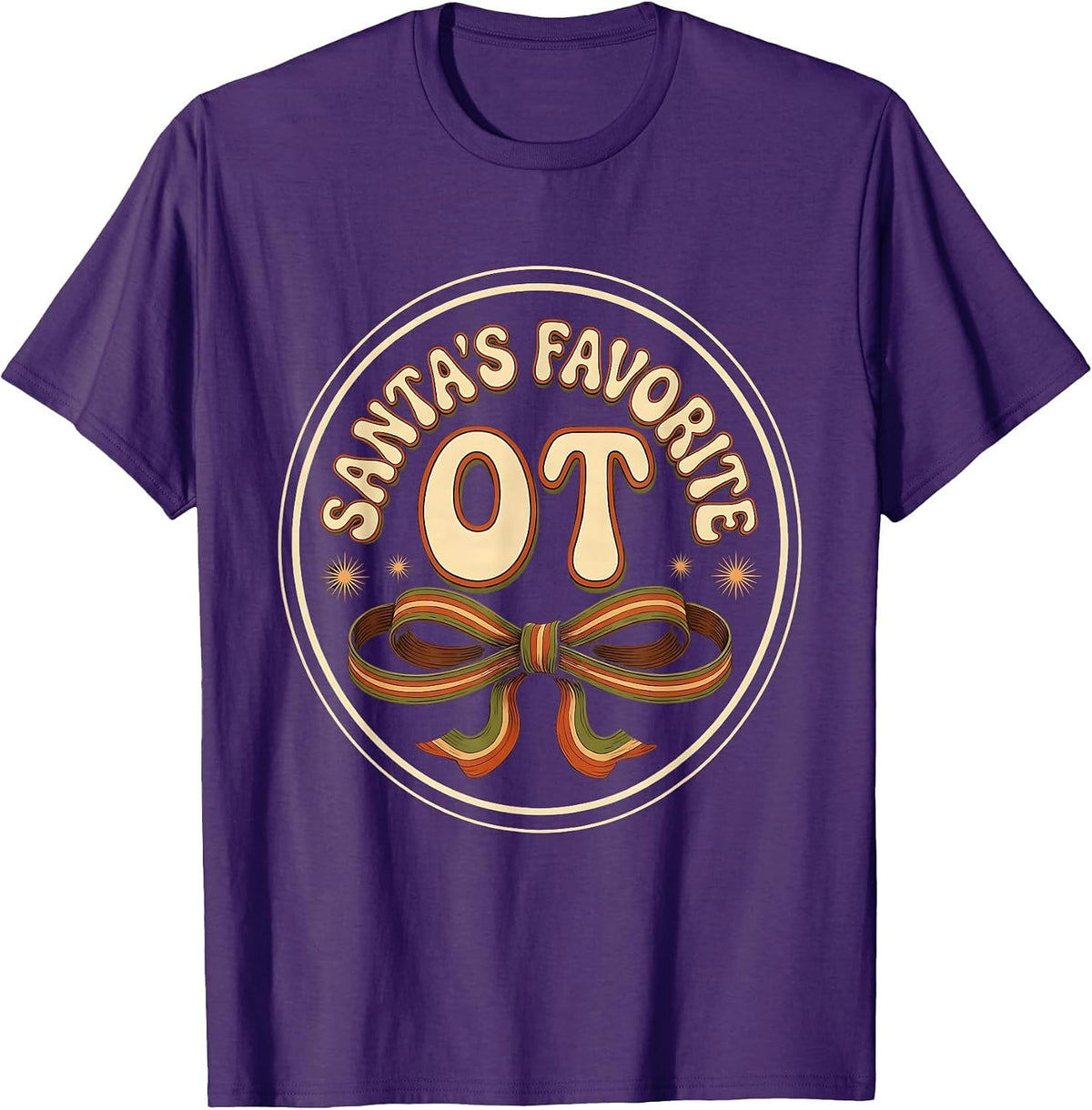 Men's Santa's Favorite OT Retro 70s Physical Therapy Christmas T-Shirt - Purple
