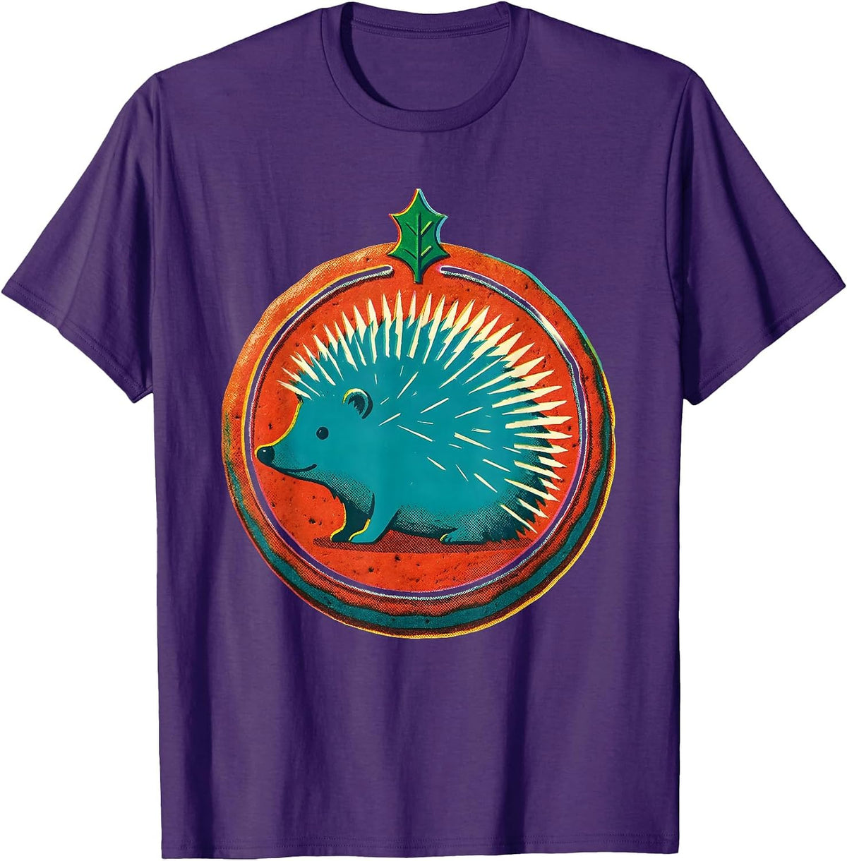 Men's Sealed Hedgehog Gingerbread Cute Animal Lover Christmas T-Shirt - Purple