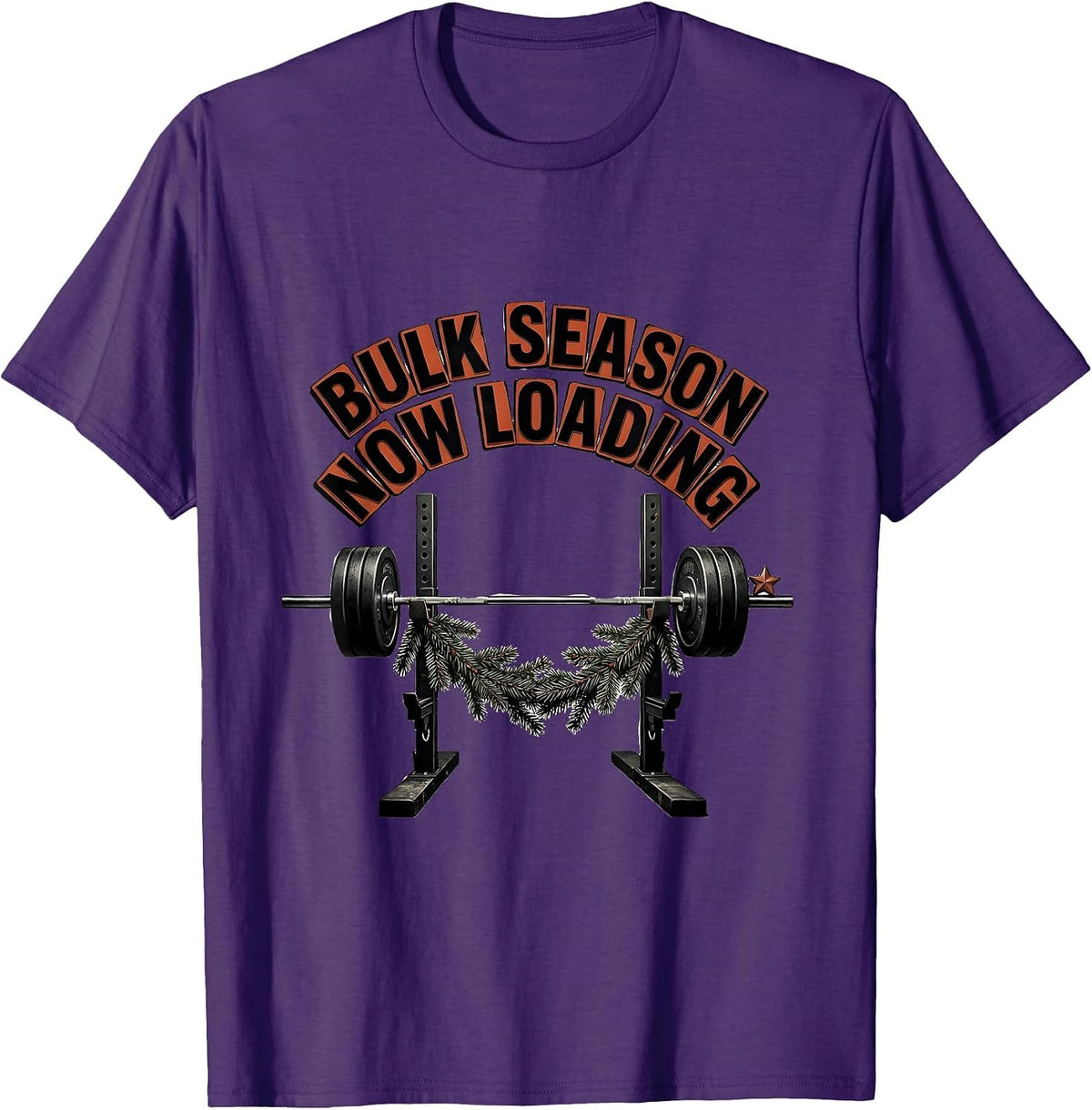 Bulk Season Now Loading Funny Christmas Gym Weightlifting T-Shirt - Purple