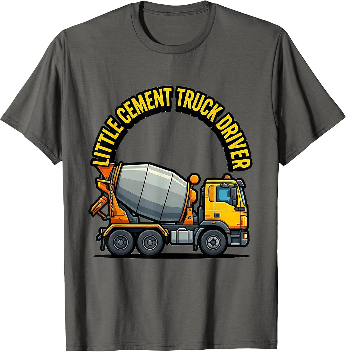 Men's Little Cement Truck Driver Funny Toddler Trucker Dad Humor T-Shirt - Asphalt Grey