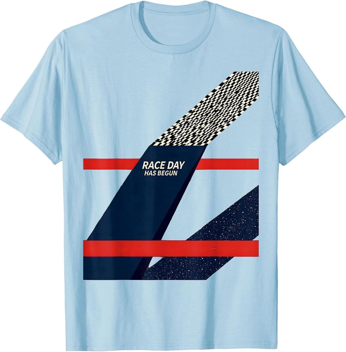 Men's Race Day Has Begun Constructivist Patriotic Motorsports Fan T-Shirt - Baby Blue