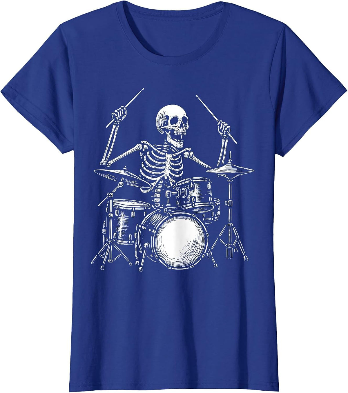 Skeleton Drummer Drums T-Shirt - Royal Blue