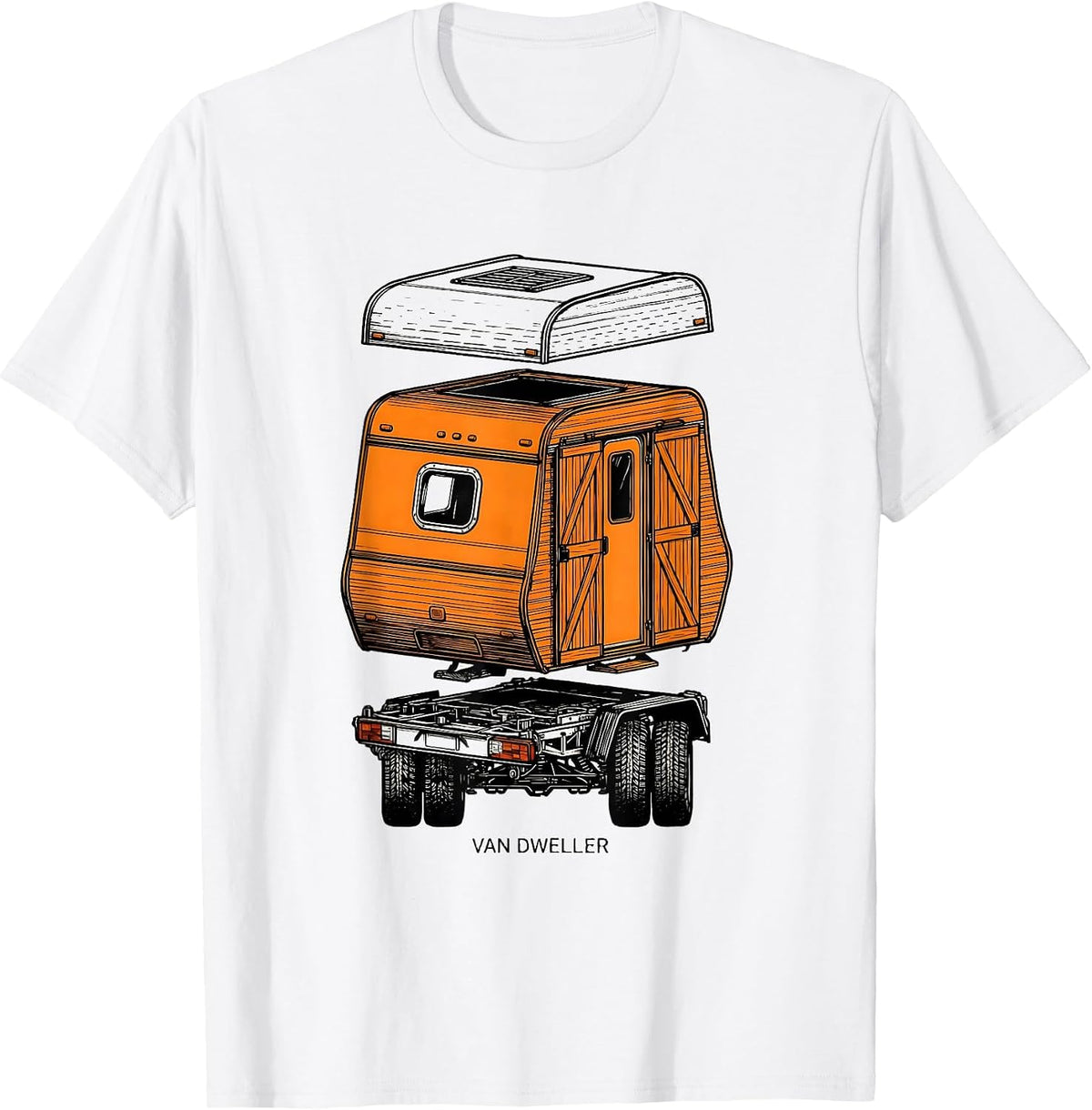 Men's VAN DWELLER Retro Van Life Nomad Vanlife Humor T-Shirt - White