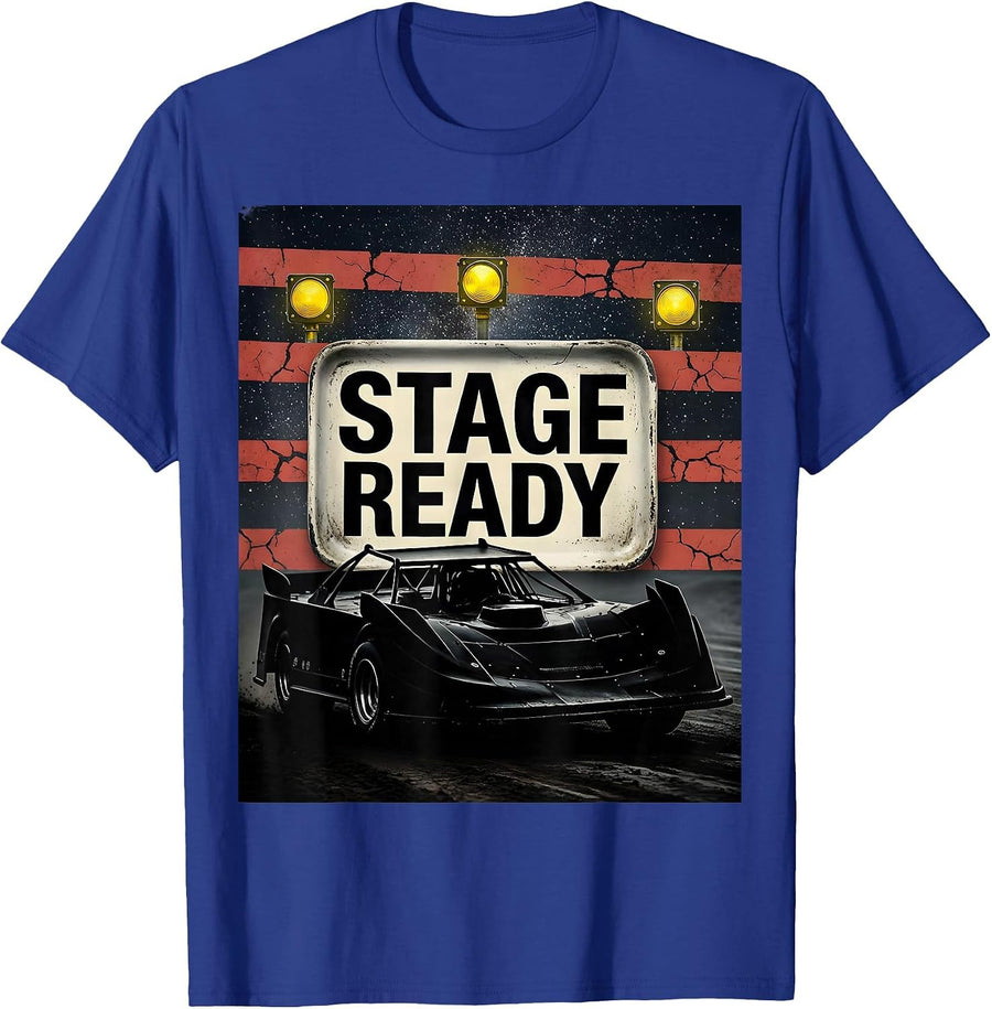 Stage Ready Stencil Graphic Patriotic RC Car Racing Sprint T-Shirt - Royal Blue