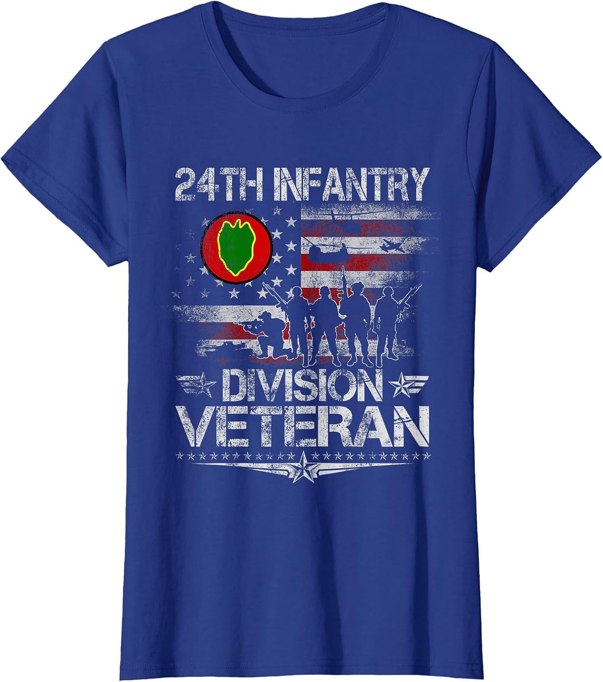 24th Infantry Division Veteran Military Veterans Day Vintage T-Shirt - Royal Blue