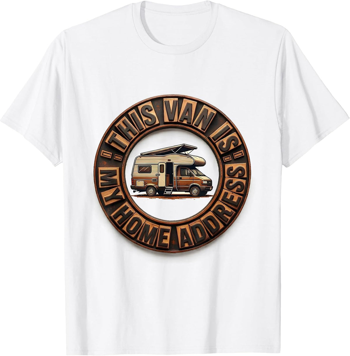 Men's This Van Is My Home Address Retro Van Life Nomads Vanlife T-Shirt - White