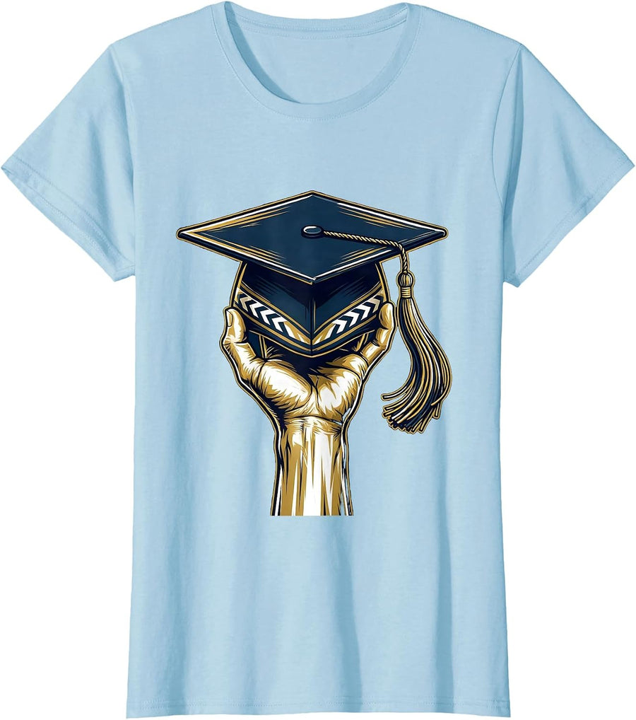 Women's Paraprofessional Graduation Cap Helping Hand Design T-Shirt - Baby Blue