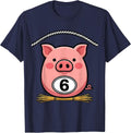 6 Funny Pig Face Halloween Costume Novelty Humor T-Shirt - Navy Blue