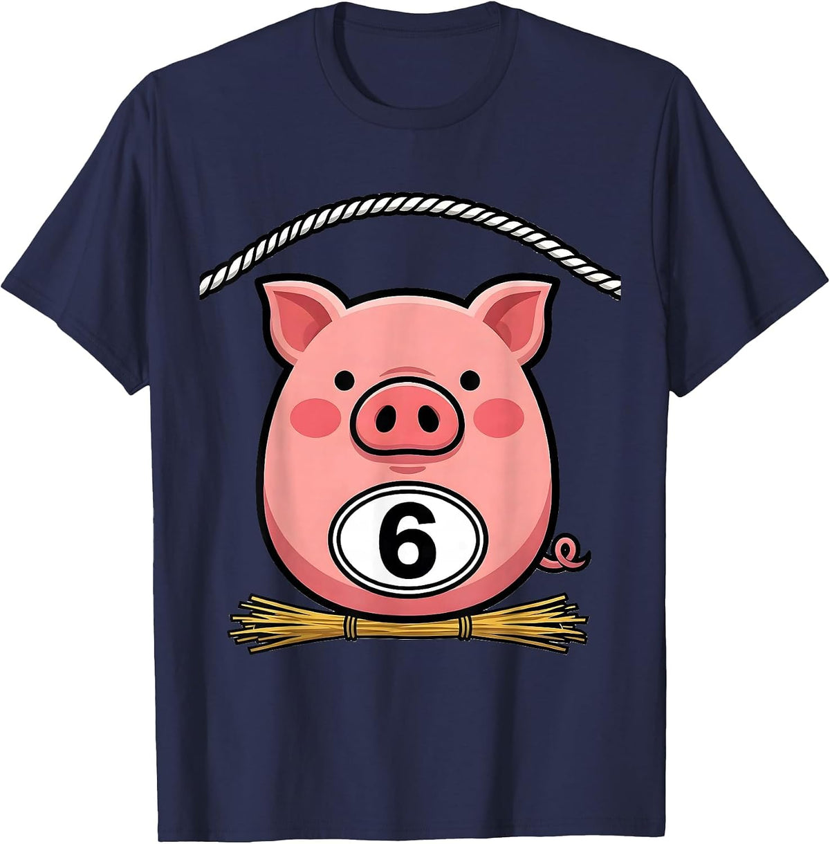 6 Funny Pig Face Halloween Costume Novelty Humor T-Shirt - Navy Blue