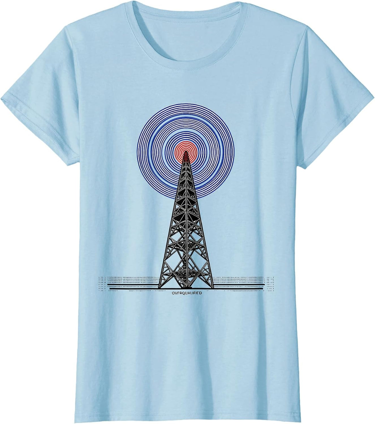 Overqualified Geometric Ham Radio Operator Humor T-Shirt - Baby Blue