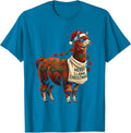 Merry Llama Christmas Funny Llama Lover Animal Humor T-Shirt - Sapphire Blue