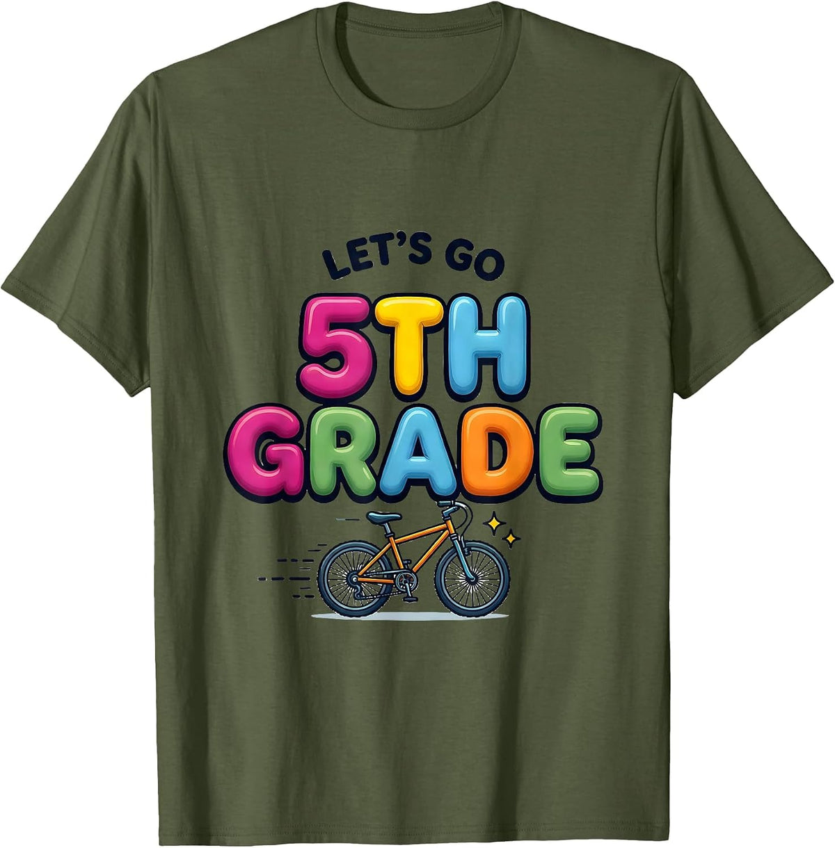 Let's Go 5th Grade Colorful Teacher Crew Back To School T-Shirt - Olive Green
