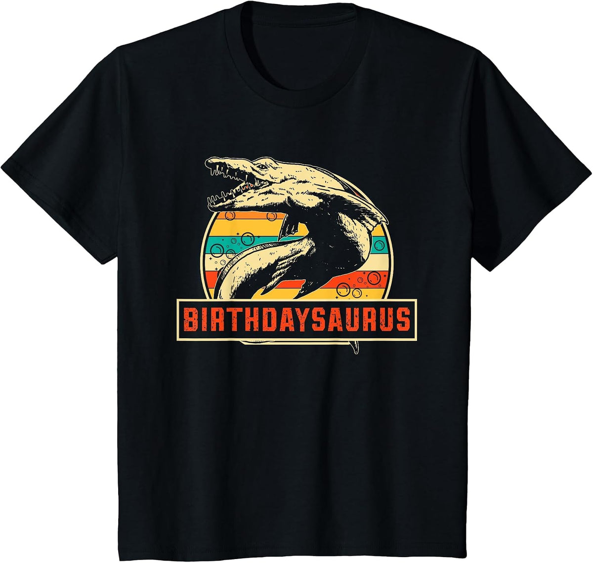 Birthdaysaurus Dinosaur Mosasaurus Funny Kids Birthday T-Shirt - Black