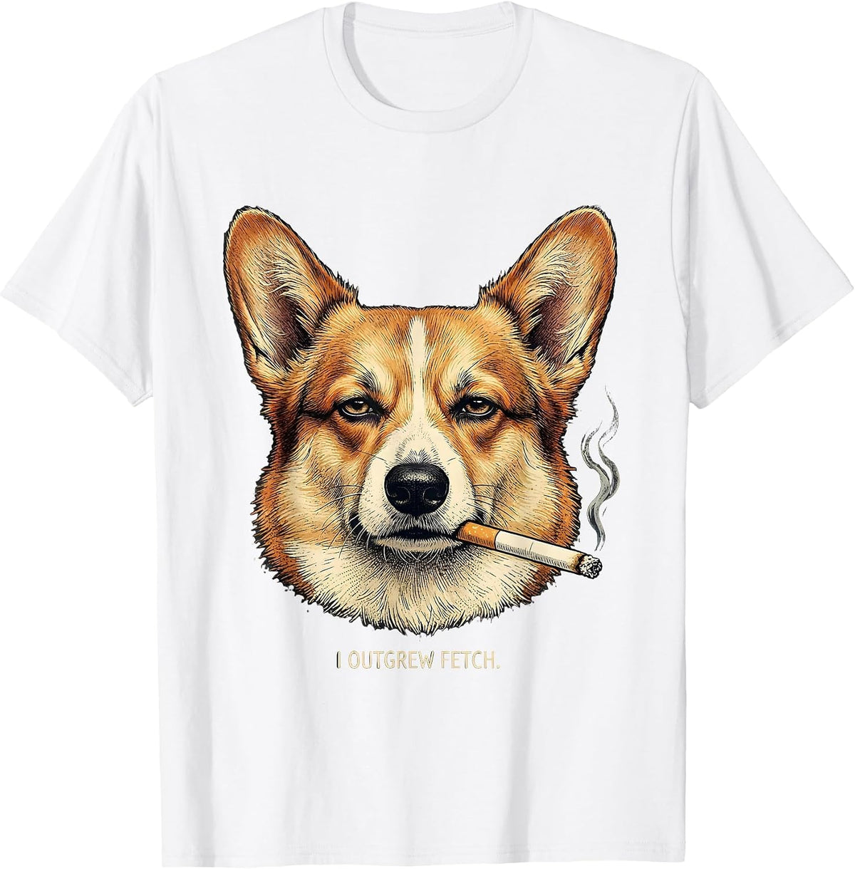 Men's I Outgrew Fetch Funny Corgi Meme Dog Owner Humor T-Shirt - White