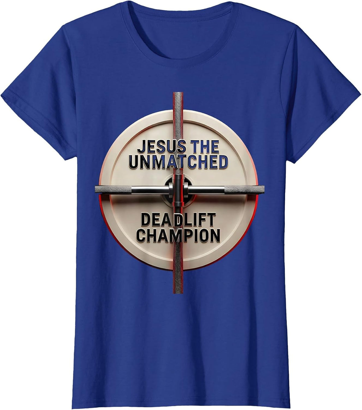 Women's Jesus The Unmatched Deadlift Champion Geometric Christian T-Shirt - Royal Blue