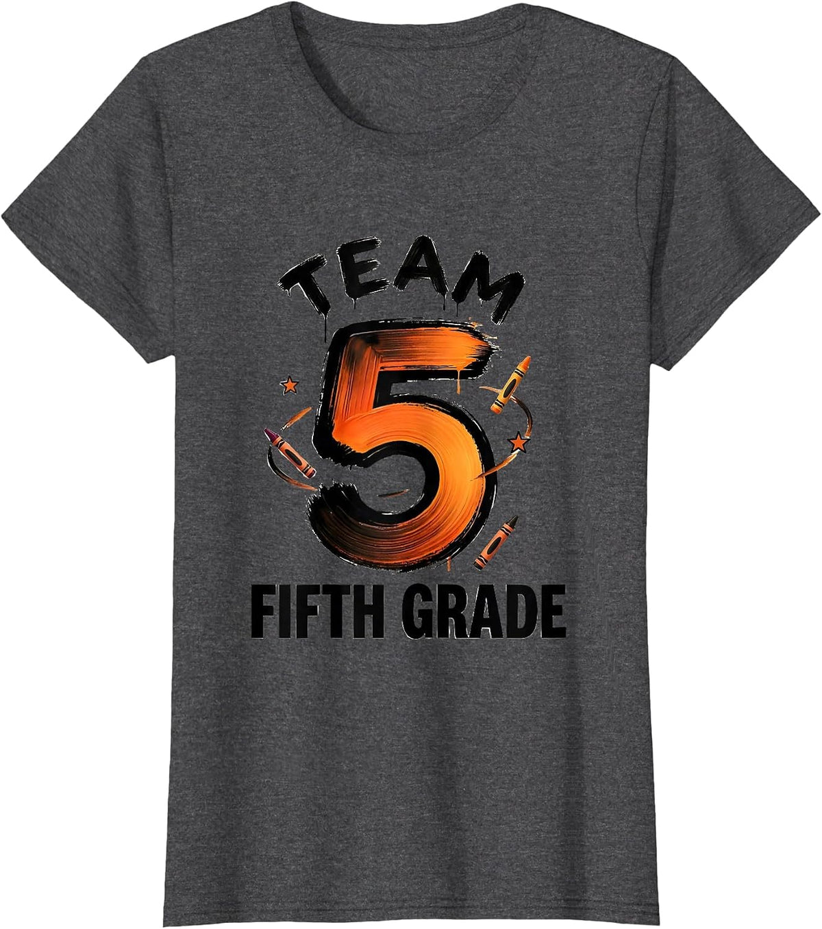 Women's Team Fifth Grade Playful Back To School Teacher Student T-Shirt - Dark Heather Grey