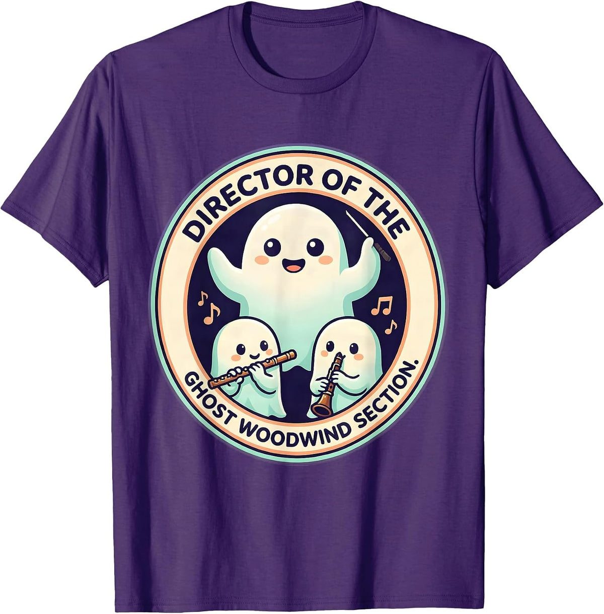Director Of The Ghost Woodwind Section Cute Kawaii Music T-Shirt - Purple