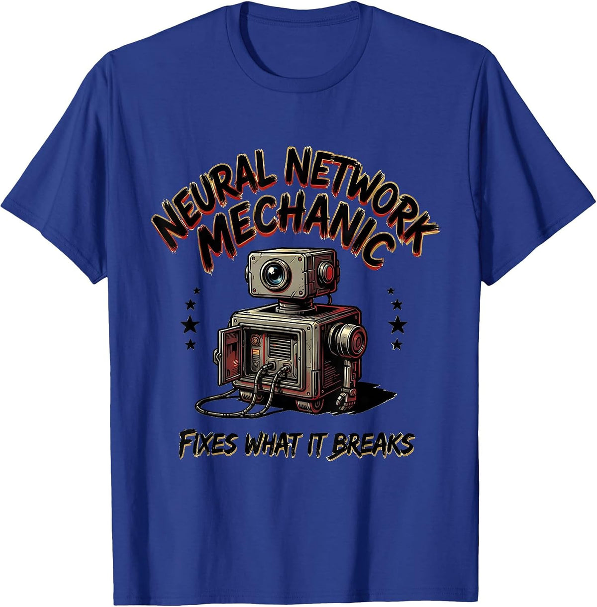 Men's Neural Network Mechanic — Fixes What It Breaks Funny Tech T-Shirt - Royal Blue