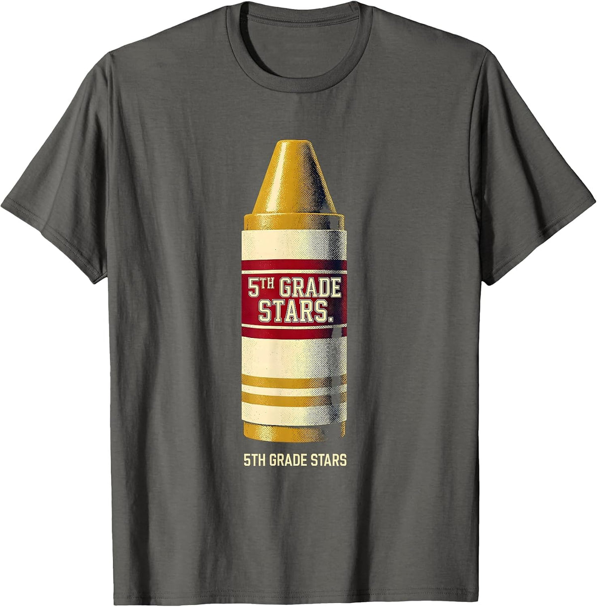 Men's 5th Grade Stars Sports Team Teacher Back To School Crew T-Shirt - Asphalt Grey