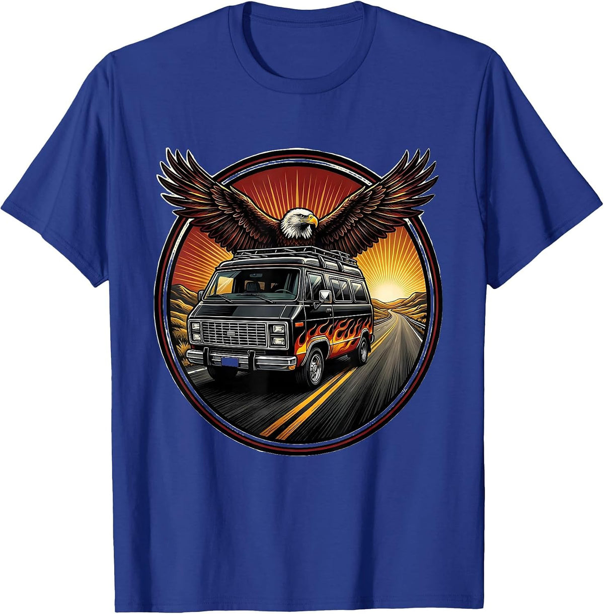 Men's Vintage Tour Van Open Highway Graphic T-Shirt - Royal Blue