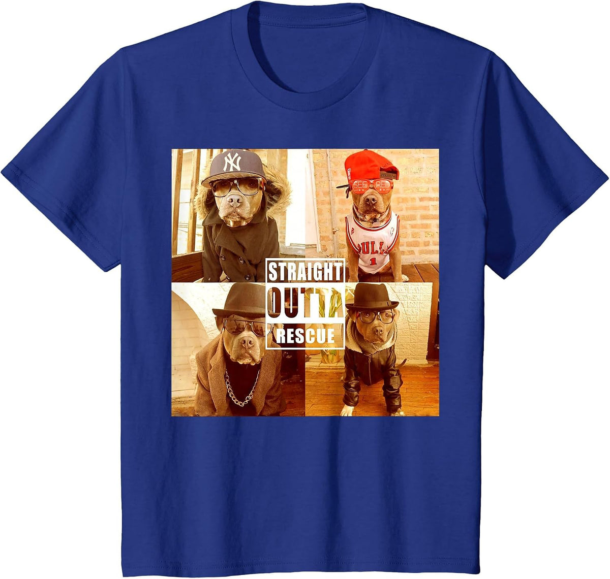 Pitbull Love Straight Outta Rescue Funny Pit Bull T-Shirt T-Shirt - Royal Blue