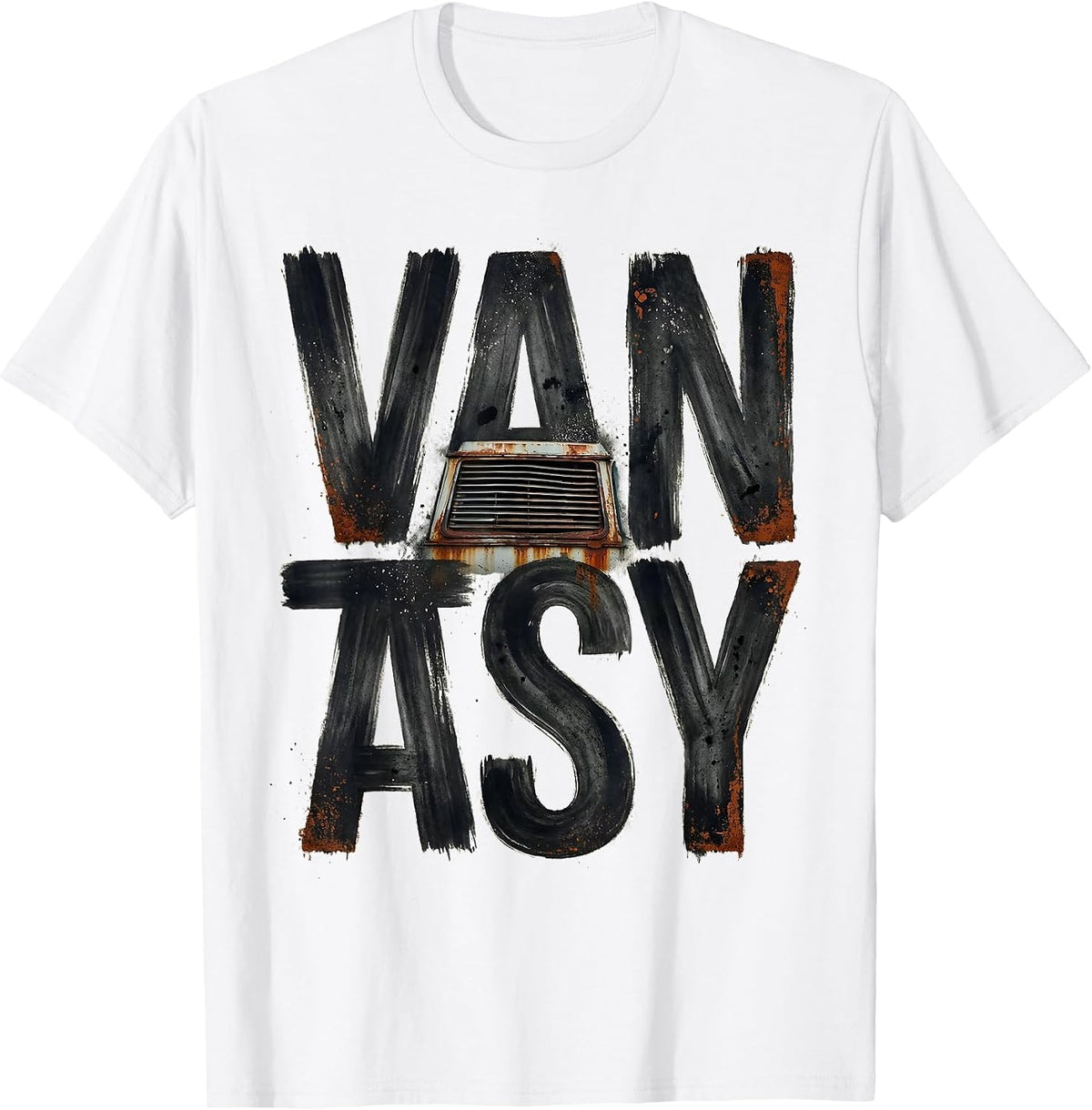 Men's Vantasy Retro Van Life Van Enthusiast Road Trip T-Shirt - White