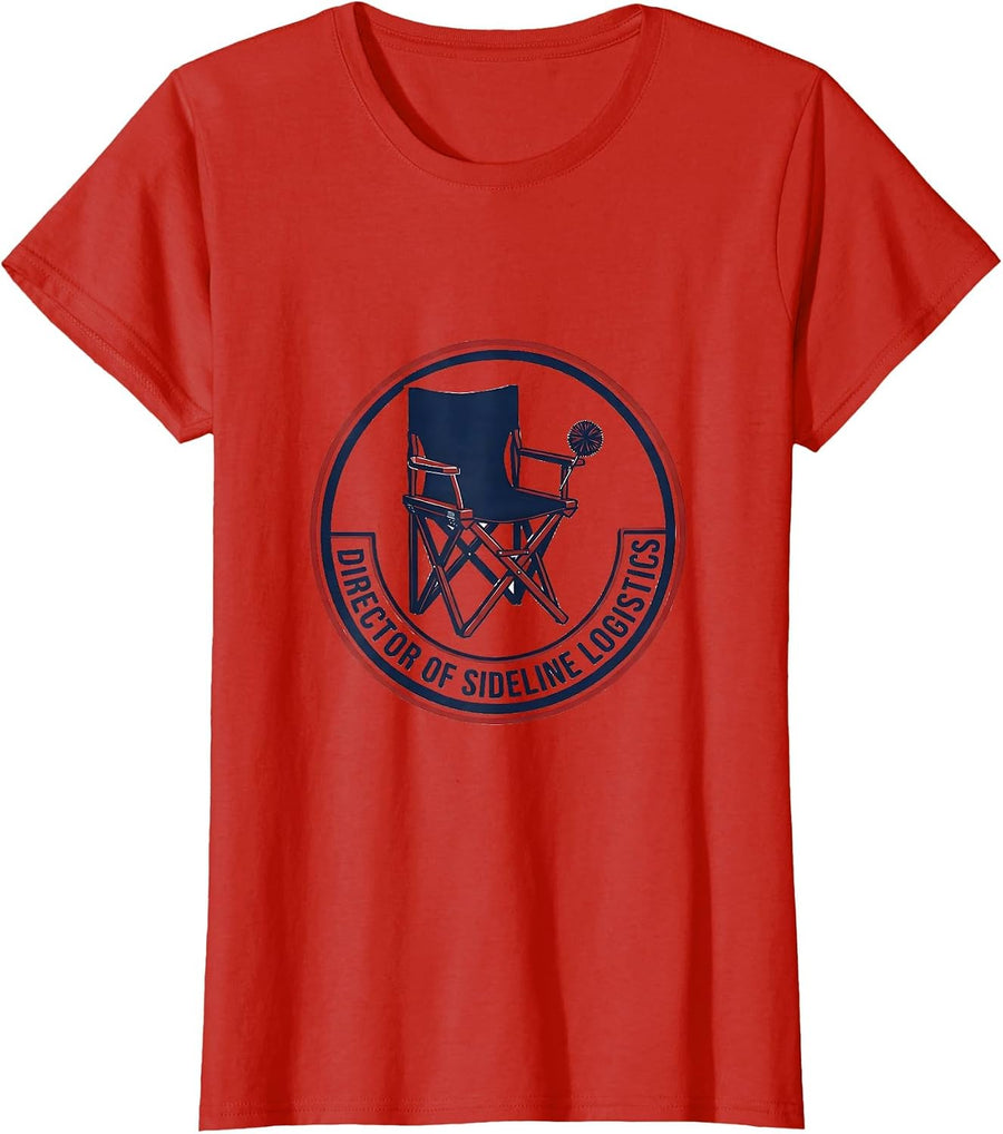 Women's Director of Sideline Logistics Cheer Mom Dad Game Day Spirit T-Shirt - Red