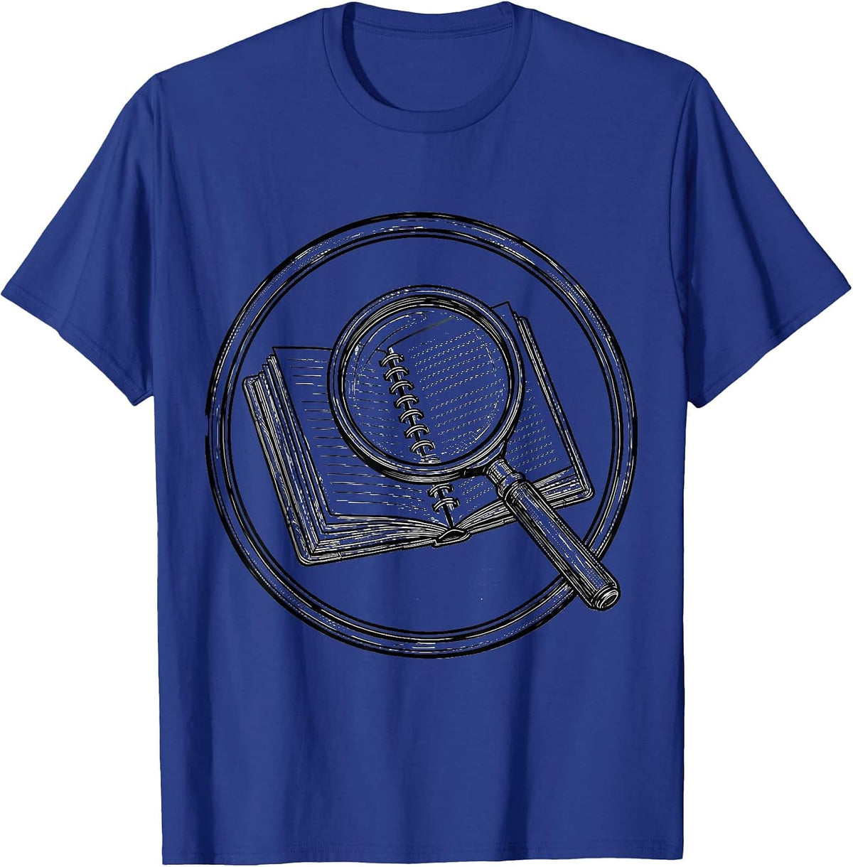 Men's Paraprofessional Magnifying Glass Notebook Graphic T-Shirt - Royal Blue