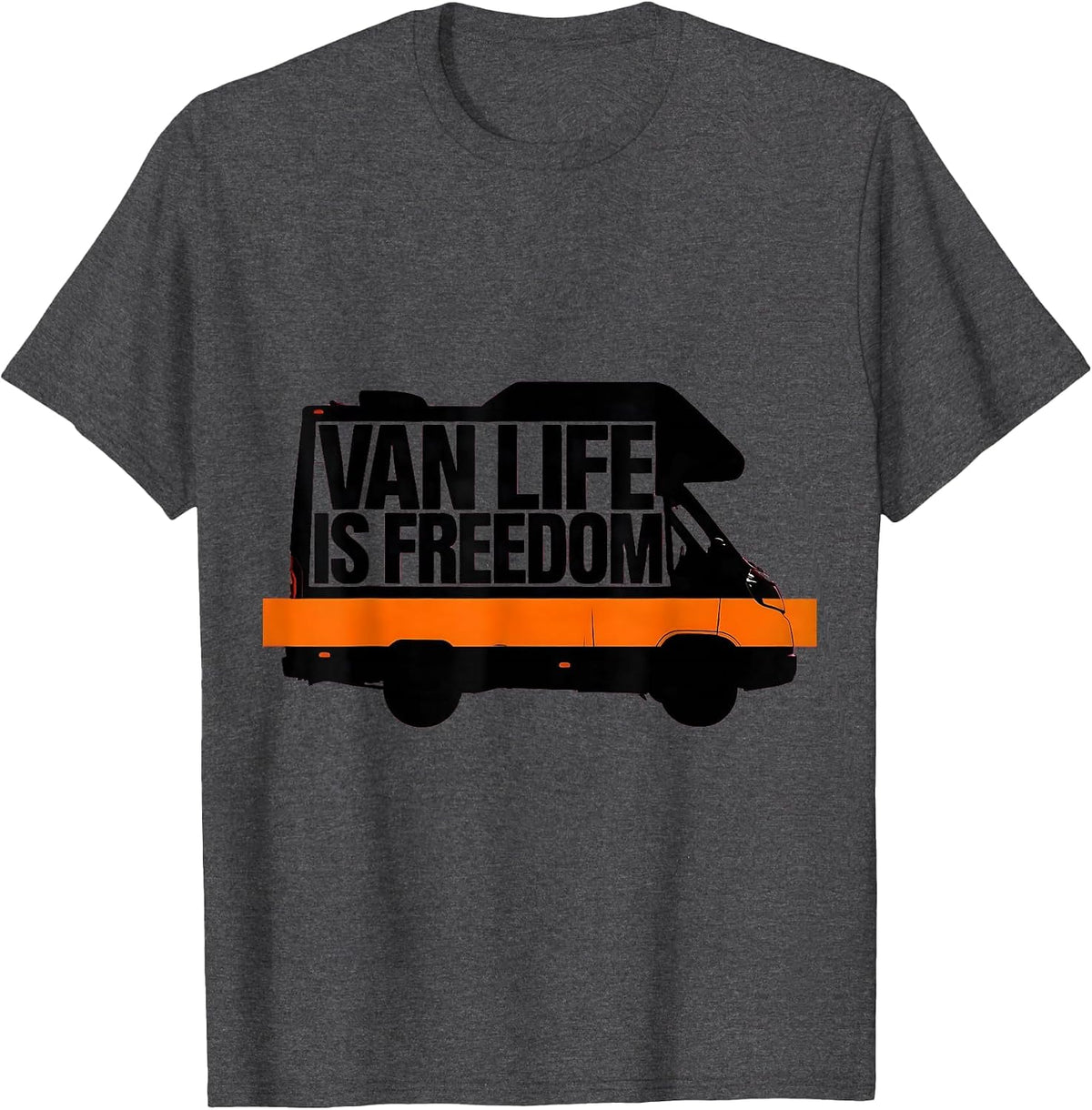 Van Life Is Freedom Brutalist Van Dwellers Nomad Retro T-Shirt - Dark Heather Grey
