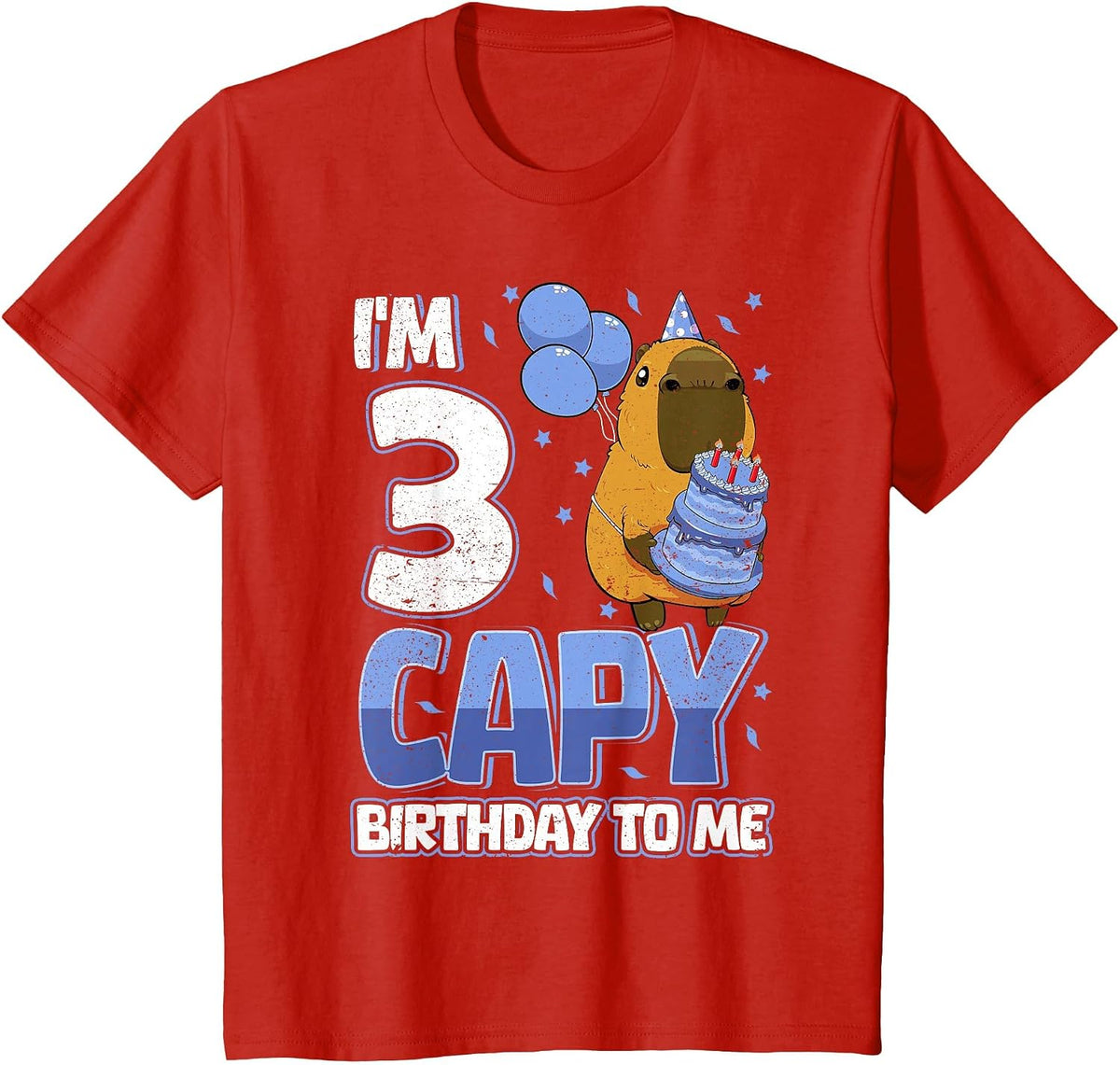 3 Years Capy Birthday to me Boys 3rd Birthday Capybara T-Shirt - Red